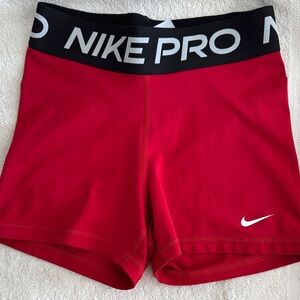 Nike Pro Red Shorts with Black Waistband